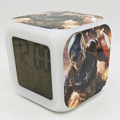 Captain America 7 Color Changing Night Light Digital Alarm Clock #04 - Image 1 of 4