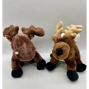Ganz Webkinz Lot of 2, HM375 Moose and HM137 Reindeer, No Code, Names on Tags - Picture 1 of 11