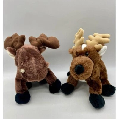 Ganz Webkinz Lot of 2, HM375 Moose and HM137 Reindeer, No Code, Names on Tags - Image 1 of 4