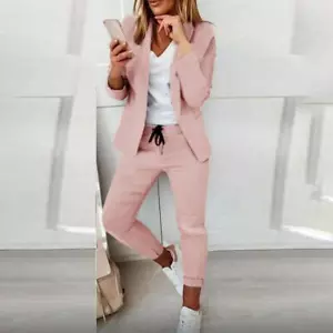 Womens OL Blazer Lapel Coat Jacket + Pants Set Office Ladies Formal Outfits Suit - Picture 1 of 16