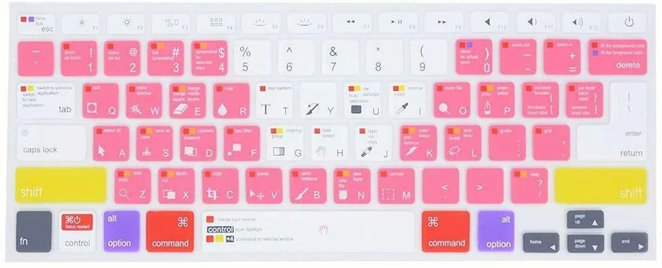 Cubierta de teclado de silicona con atajos de Photoshop para MacBook Air / Pro 13 14 15 Foto 1 de 1