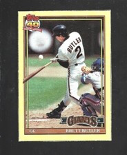 1991 Topps Wax #C Brett Butler card, Los Angeles Dodgers