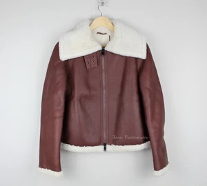 NWT Theory Crop Genuine Shearling Moto Jacket, Large, Warm Cozy Coat - Picture 1 of 12