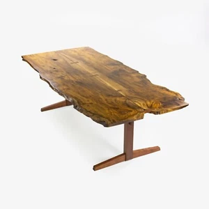 Mira Nakashima 96 x 46 in Trestle Dining Table in Myrtle Burl George Nakashima - Picture 1 of 12