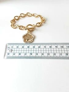 Gold Tone Tree of Life Charm Bracelet Nickel Free With Rhinestones BN - Picture 1 of 3