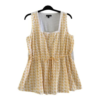 Camiseta sin mangas Lane Bryant para mujer cuello cuadrado sin mangas ojales florales talla 18/20 Foto 1 de 4