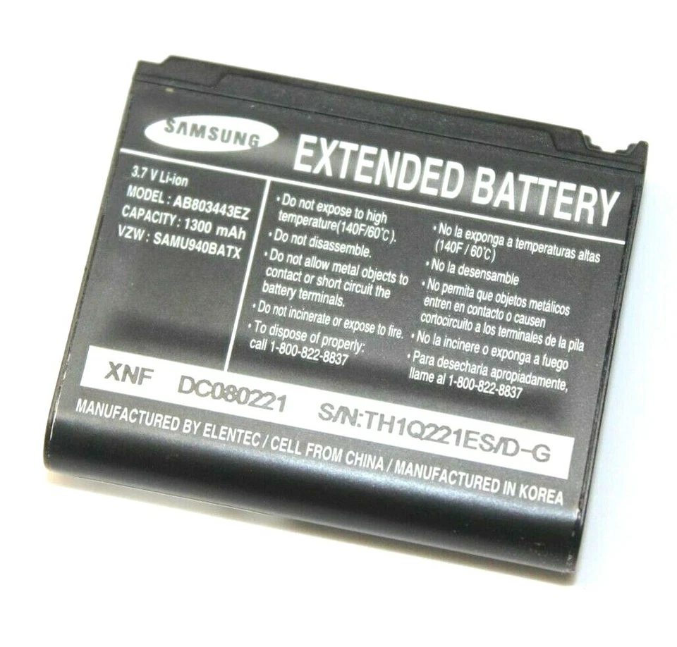 Batería de iones de litio extendida de repuesto Samsung AB803443EZ 3,7 V 1300 mAh para SCH-U940 Foto 1 de 1