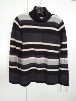PRIA LADIES LS STRIPED TURTLENECK SWEATER-100% COTTON-BARELY WORN-SOFT/COMFY - Image 1 of 3