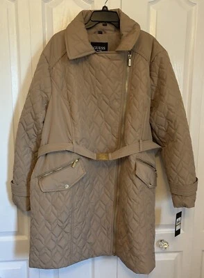 Abrigo acolchado Guess para mujer talla grande 3X tostado bolsillos con cremallera completa Foto 1 de 4