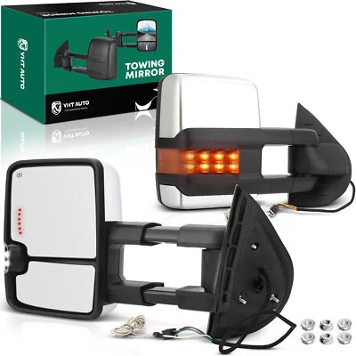 Par de espejos retrovisores de remolque con calefacción eléctrica de doble brazo para Chevy Silverado Tahoe GMC Foto 1 de 4