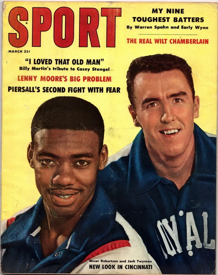 Revista deportiva, marzo 1961, Oscar Robertson y Jack Twyman, sin etiqueta de dirección Foto 1 de 1