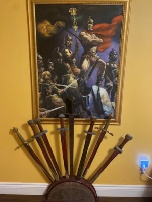 Handmade Forged Custom Viking Swords Knives Medieval Damascus steel blade weapon - Image 1 of 4