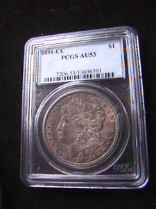 1891-CC 1 $ Morgan Silver Dollar, PCGS AU53, Carson City MONSTER OF A TONING BOTH - Bild 1 von 4