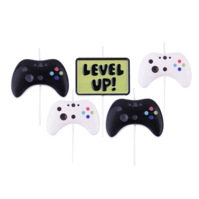 Gamer Candles Set Of 5 Cake Toppers Decorations Controller - Image 1 of 4