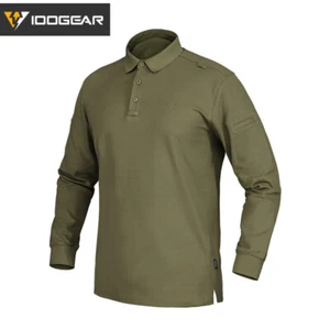 IDOGEAR Tactical Polos Shirt Mens Shirts Long Sleeve Black T-shirt Golf Shirt - Picture 1 of 28