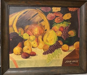 Original Oil Painting Hudson V. Artist John Wade 1959 Fall Scene Harvest Bounty - Picture 1 of 10