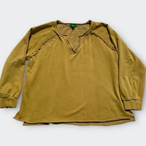 Sudadera Ligera Cuello Muesca DIP Cuadrada Playa Grunge Y2K Gorpcore Amarilla M - Imagen 1 de 7