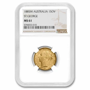1885-M Australia Gold Sovereign Young Victoria MS-61 NGC - Picture 1 of 3