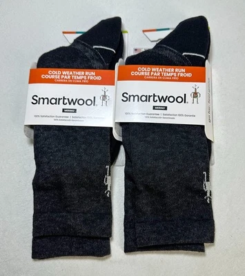 Paquete de 2 calcetines Smartwool para hombre para correr clima frío cojín dirigido talla L negros Foto 1 de 4