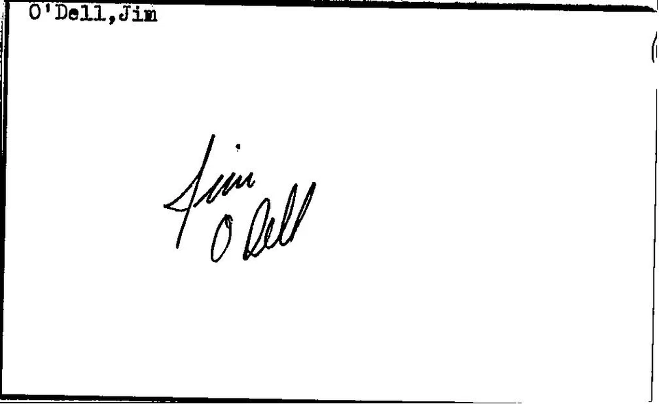1980's -Jim O'Dell- Signed/Autograph/Auto Index Card Cleveland Indians MLB - Image 1 of 1