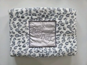 BABY BABY Grey Leopard Spot Blanket Comforter Wrap Silver Satin Trim Fleece Soft - Picture 1 of 6