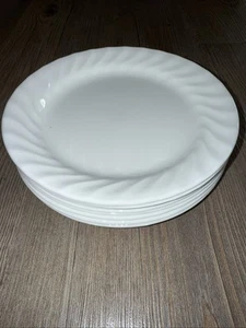 Corelle Enhancements Winter White Swirl 7.25" Salad Luncheon Plates 8 Piece Set - Picture 1 of 6