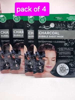 Skin Techniques Charcoal Bubble Sheet Mask (Pk of 4) B42/D.JJ/D.BH/22 - Image 1 of 4