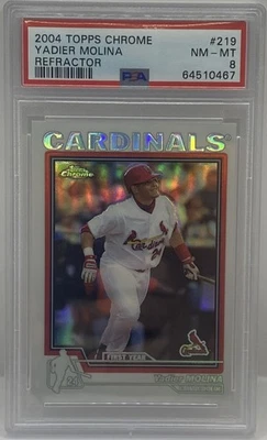 2004 TOPPS CHROME REFRACTOR #219 YADIER MOLINA ROOKIE RC PSA 8 CARDINALS - Image 1 of 2