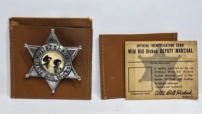 Very Rare Vintage Wild Bill Hickok Deputy Marshal Badge with ID Card & Wallet - Image 1 of 4