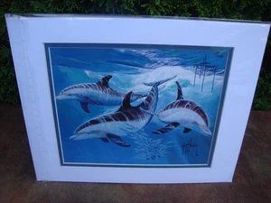 Rare Guy Harvey Nosin' Around 10 x 8 Dolphins Print- Double Signed (2017) - Picture 1 of 4