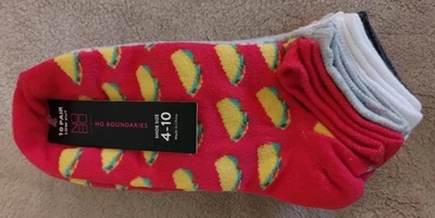 Meias femininas NO Boundaries 10 pares corte baixo - Tacos limões abacates sombreros etc - Imagem 1 de 4