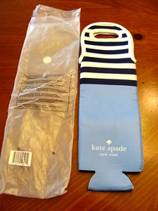 COOL 'KATE SPADE NEW YORK' 15" LONG BLUE STRIPED WINE BOTTLE CARRYING BAG NWOT - Picture 1 of 4