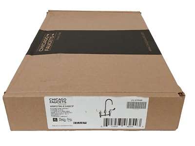 NEW CHICAGO FAUCETS 786-E3ABCP  Kitchen Sink Faucet with 8" centers -CHROME - Image 1 of 4