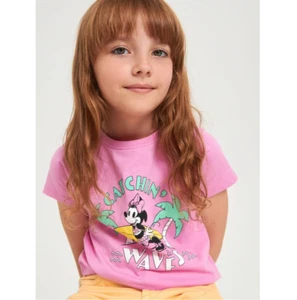 NWT Disney Minnie Mouse Catchin’ Waves Girls Kids Cotton Crop Top Pink - Picture 1 of 5
