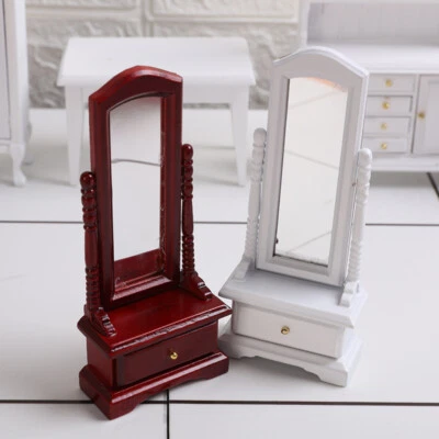 1/12 Dollhouse Dressing Mirror With Locker DIY Miniature Bedroom Accessories - Image 1 of 4