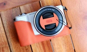 Media funda de cuero para cámara CIESTA + tapa cubierta para Sony a5000 a5100 - naranja - Imagen 1 de 10