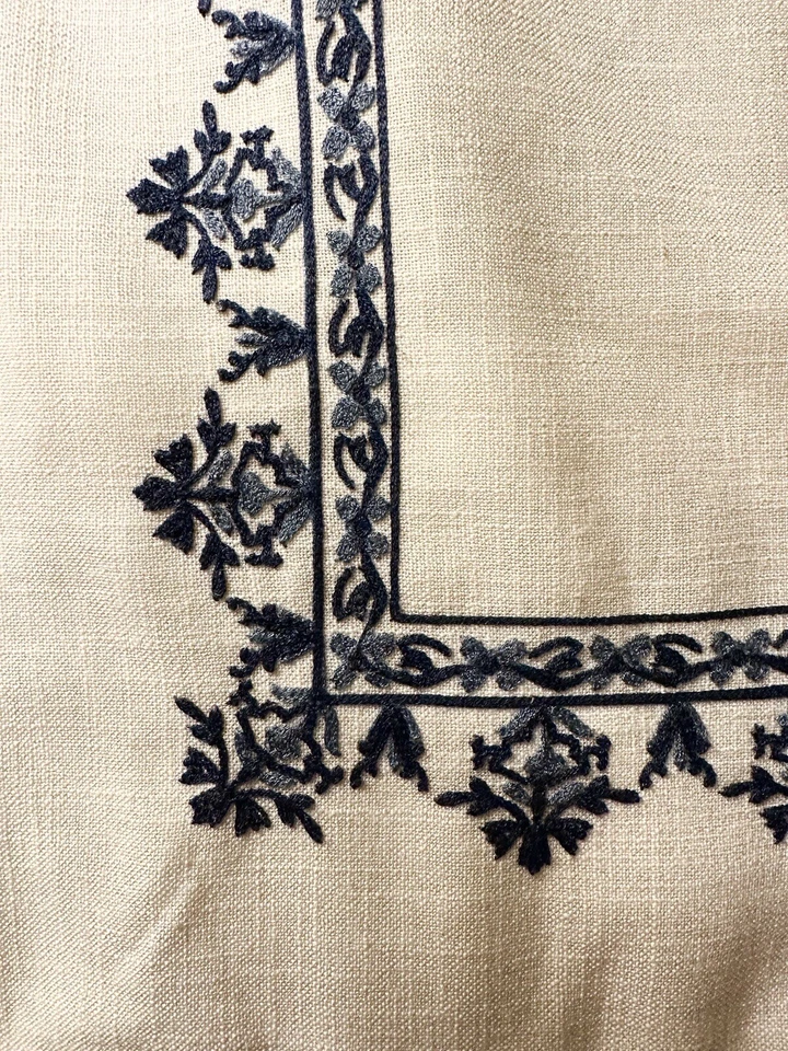 3 Madison Park Indigo Sky Euro Shams 26 x 26 Ivory Blue Embroidered Pillow Cover - Image 1 of 3