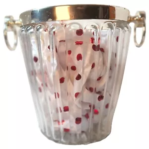 MCM Secchio Ghiaccio Champagne Vetro a costine Pesante Cristallo & Silverplate - Foto 1 di 8