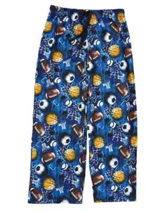 Jelli Fish Kids Boys Blue Sports Themed Flannel Sleep Pants Pajama Bottoms - Picture 1 of 1
