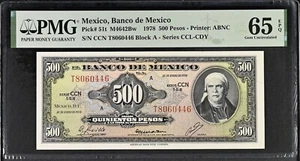 Mexico P#51t 500 Pesos 1978 Banco de Mexico PMG 65EPQ - Picture 1 of 2
