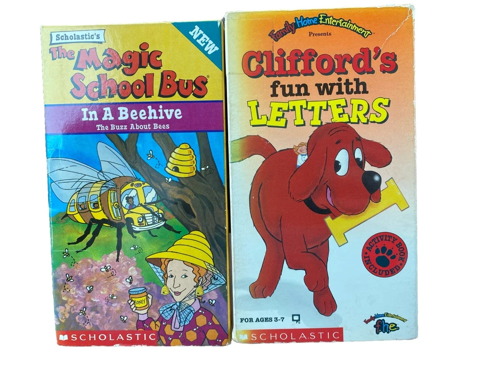 Cliffords Fun With Letters VHS + Magic School Bus VHS Bees, OOP HTF Educational - Image 1 of 4
