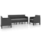 3-piece Outdoor Sofa Set Garden Patio Lounge Chairs Rattan Furniture Setting