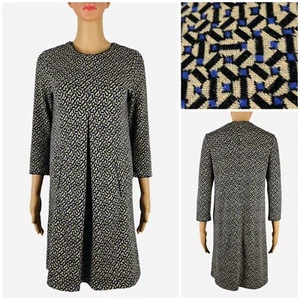 Tyler Boe Womens XS Shift Dress Knit CrewNeck Pockets 3/4 Sleeves Geometric - Picture 1 of 10