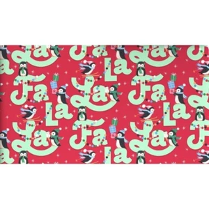 Hallmark Wrapping Paper Christmas Penguins Fa La La Red 35 sq ft Roll Holiday - Picture 1 of 4