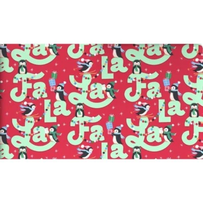 Hallmark Wrapping Paper Christmas Penguins Fa La La Red 35 sq ft Roll Holiday - Image 1 of 4