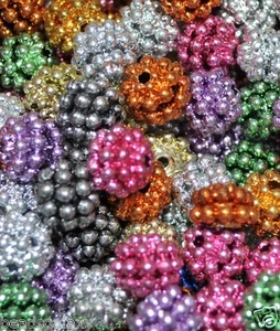 Cuentas acrílicas bayas metálicas redondas de calidad de 10 mm, 7 colores - Imagen 1 de 7