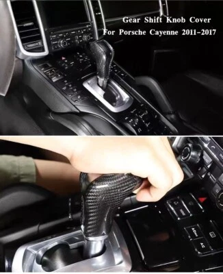 Real Carbon Fiber For 2011-2017 Porsche Cayenne Gear Shift Knob Cover Trim  Foto 1 de 4