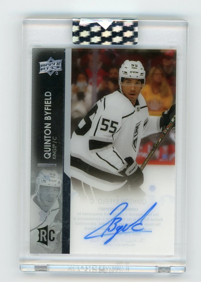 2021-22 UD Clear Cut QUINTON BYFIELD SP RC Encased On Card Acetate Auto # CC-QB - Image 1 of 2