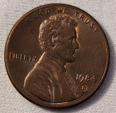 1984 D PENNY WITH A FAT FLAT L IN LIBERTY RB MAKE AN OFFER - Image 1 of 3