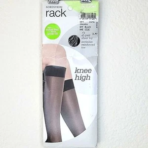 NORDSTROM RACK Sheer Off Black Knee-High Dress Socks OS  - Picture 1 of 5